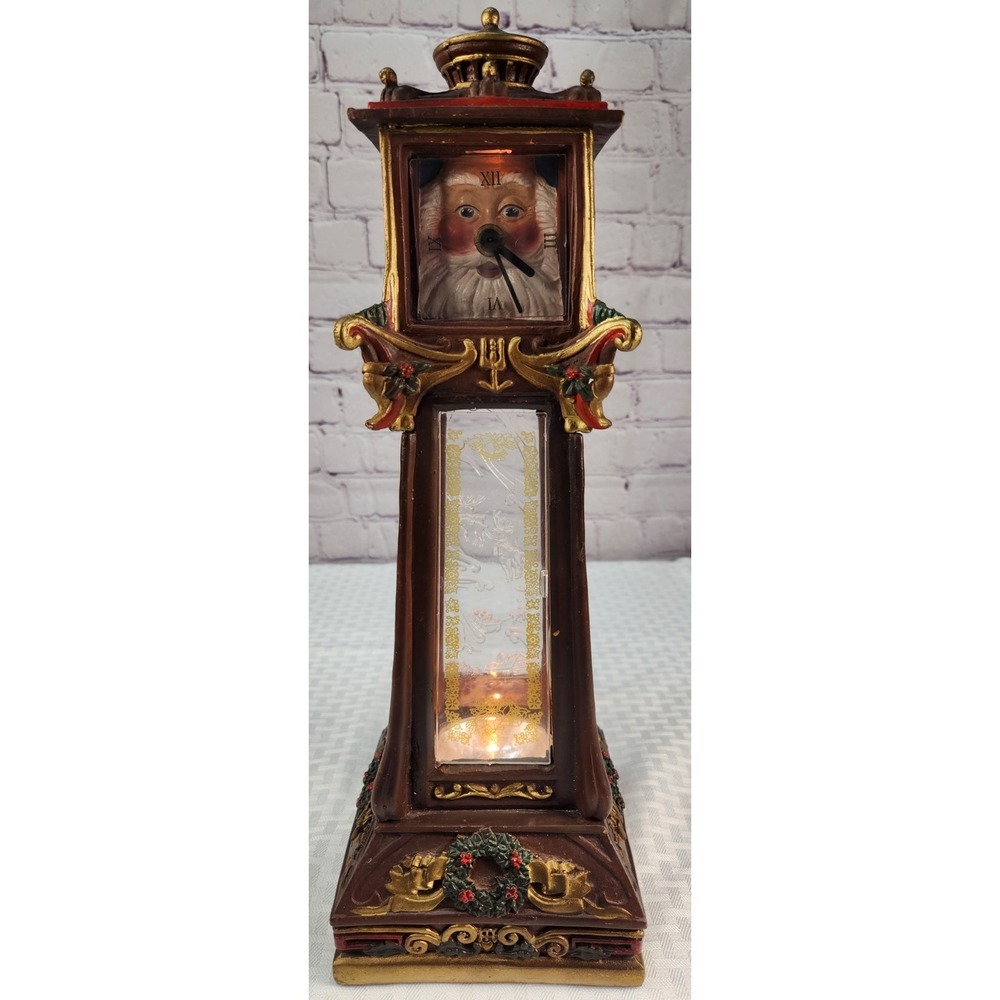 Rare Vtg Tall Christmas Magic Musical Santa Grandfather Clock Lights & Carols